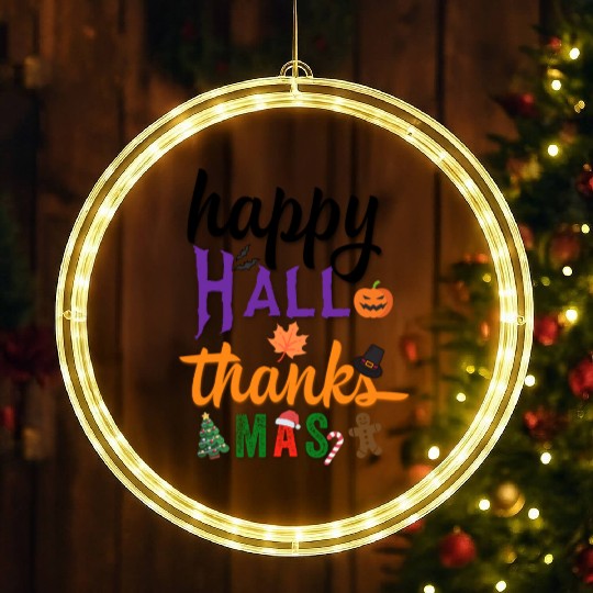 Happy Hallothanksmas LED Christmas Window Lights
