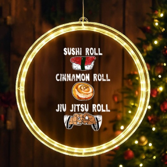 Funny BJJ Sports Foodie Sushi Cinnamon Jiu Jitsu R LED Christmas Window Lights