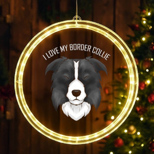 Dog Lover - I Love My Border Collie LED Christmas Window Lights