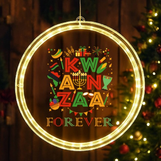Happy Kwanzaa Forever Christmas Blessing Kinara LED Christmas Window Lights