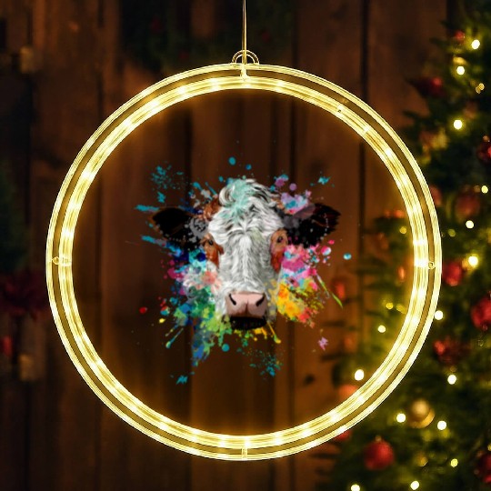 Cow Cows Cow Head Farmer Agriculture LED Christmas Window Lights