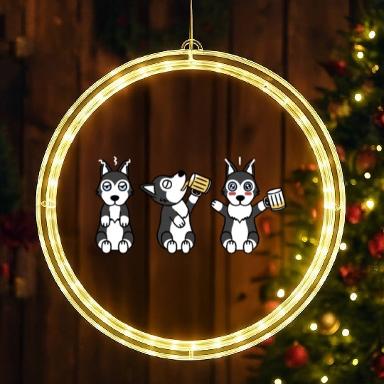 Husky Beer Lover LED Christmas Window Lights