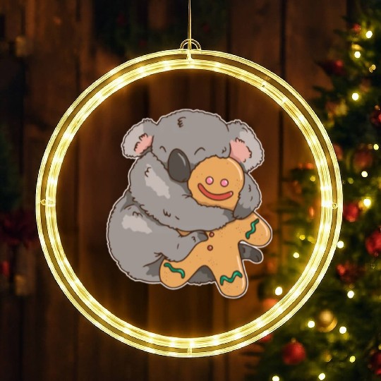 Cute Koala Gingerbread Cookies For Christmas X-mas LED Christmas Window Lights