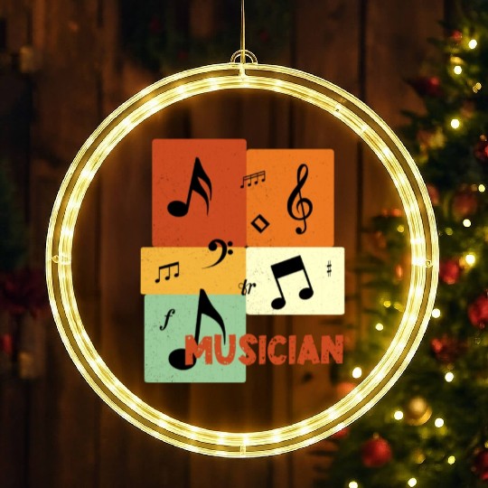 Musician Retro Vintage Distressed Squares LED Christmas Window Lights