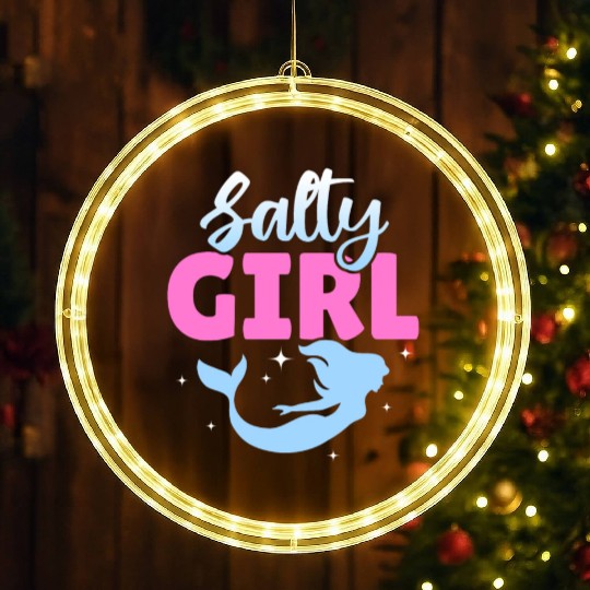 Girl Salty Mermaid Lover LED Christmas Window Lights