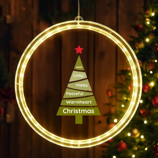 Minimalist Lime Green Christmas Pine LED Christmas Window Lights