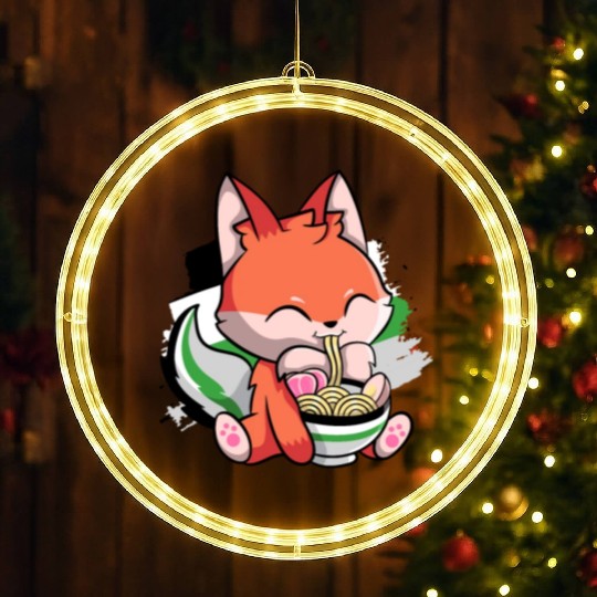 Demiromantic Pride Kawaii Fox Ramen Noodles LED Christmas Window Lights