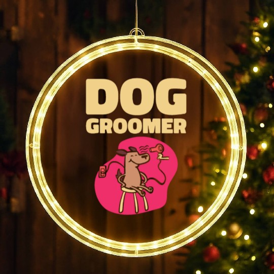 Dog Groomer Canine Grooming Hygiene LED Christmas Window Lights