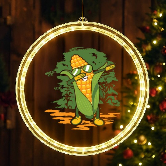 Dabbing Corn Lover Agriculture Corn Farmer LED Christmas Window Lights