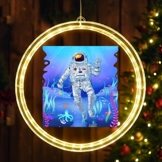 Ocean lover astronaut fantasy design LED Christmas Window Lights