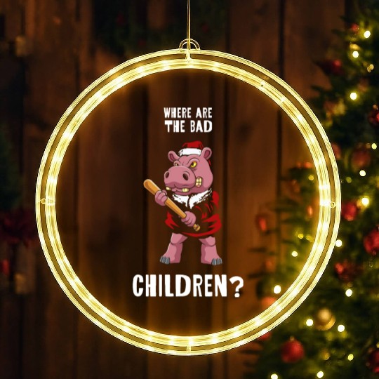 Where are the bad children? Christmas Hippo Santa LED Christmas Window Lights