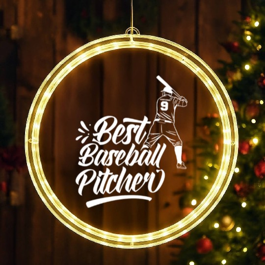Best Baseball Pitcher Ever Player Sayings Hobby LED Christmas Window Lights