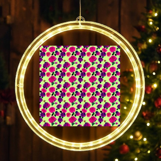 Purple Pink roses yellow background LED Christmas Window Lights