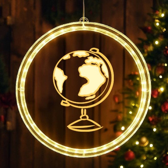 Globe Icon. Geography Teacher. Education symbol LED Christmas Window Lights