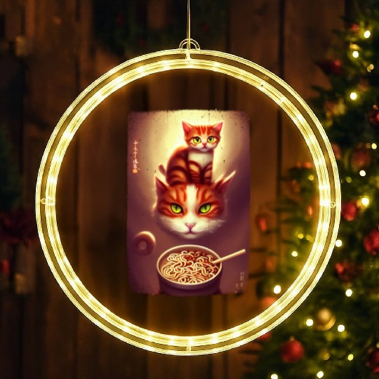 kawaii Japanese cat ramen noodles bowl LED Christmas Window Lights