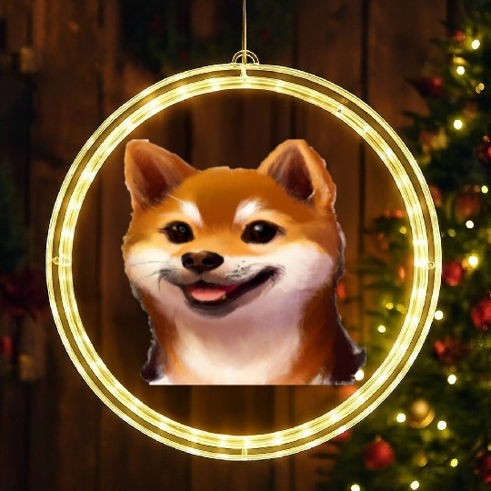 smiling little shiba inu puppy Sticker LED Christmas Window Lights