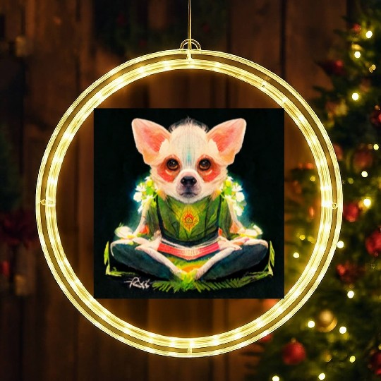 buddhist chihuahua LED Christmas Window Lights