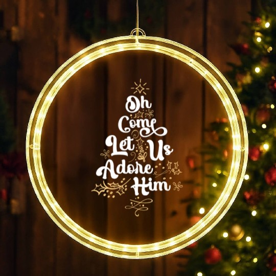 Oh Come Let Us Adore Him Religious Jesus LED Christmas Window Lights