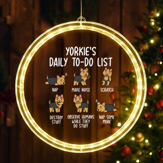 Yorkshire Terrier Daily To Do List LED Christmas Window Lights