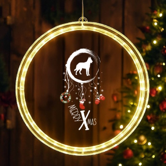 dog dreamcatcher Christmas Belgian Malinois LED Christmas Window Lights