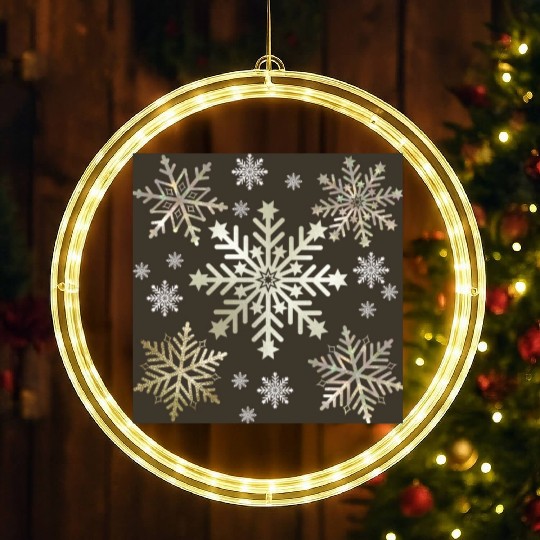 Beige Snowflakes Christmas Pattern LED Christmas Window Lights