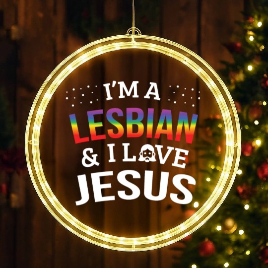 LGBT Gay Pride Lesbian I'm a Lesbian I Love Jesus LED Christmas Window Lights