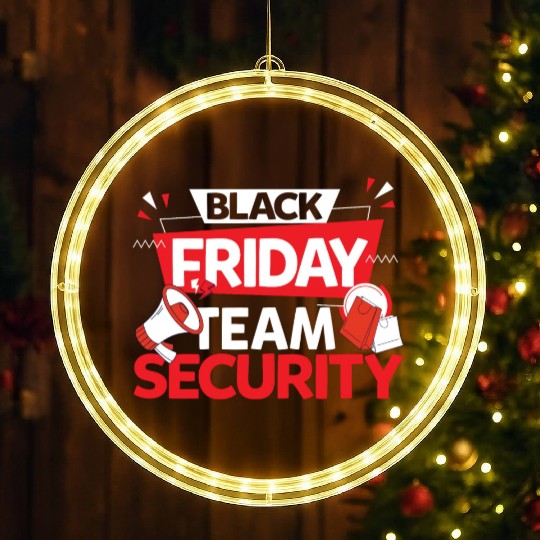 Black Friday Team Security for Shopping Fans and LED Christmas Window Lights