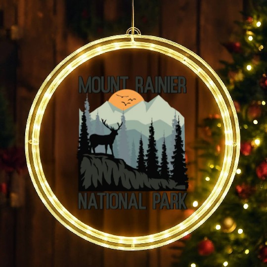 Mount Rainier National Park Mountains Deer LED Christmas Window Lights