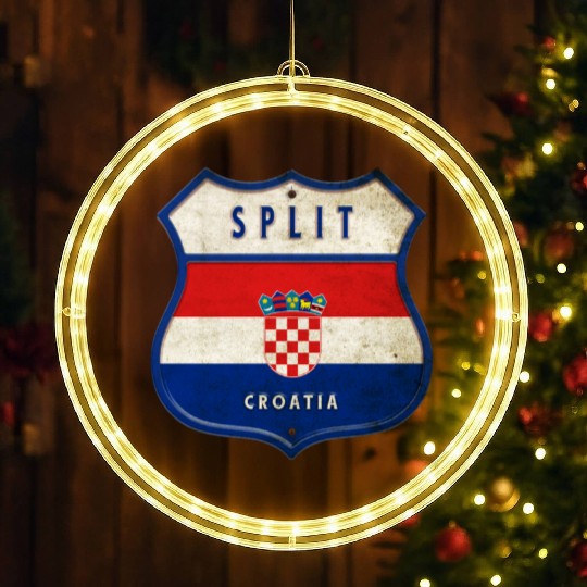 Split Croatia flag coat of arms design LED Christmas Window Lights