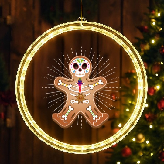 Gingerbread man Sugar Skull decor for Christmas LED Christmas Window Lights