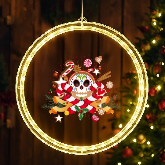 Gingerbread man Sugar Skull decor for Christmas LED Christmas Window Lights