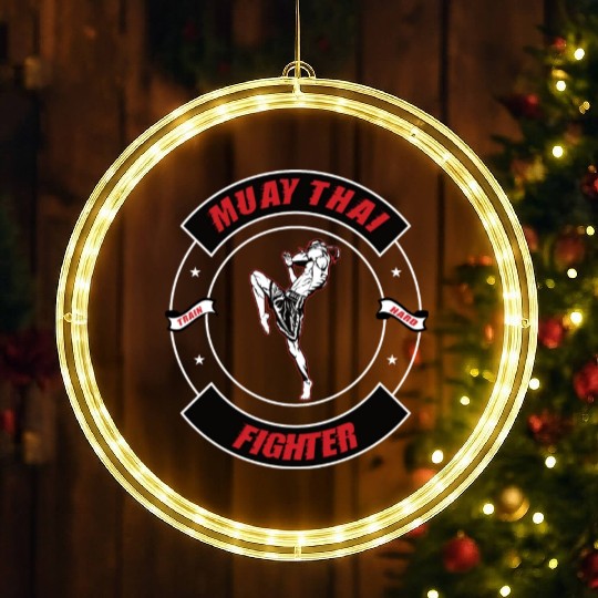 Muay Thai Train Hard Fighter Design MMA Fighter LED Christmas Window Lights