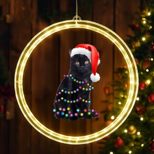 Black Cat Christmas Light Funny Cat Love Christmas LED Christmas Window Lights