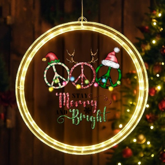 Xmas Christmas Stay Merry and Bright LED Christmas Window Lights