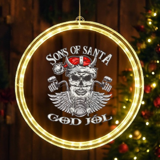Biker Sons of Santa - Viking Motorcycle Christmas LED Christmas Window Lights