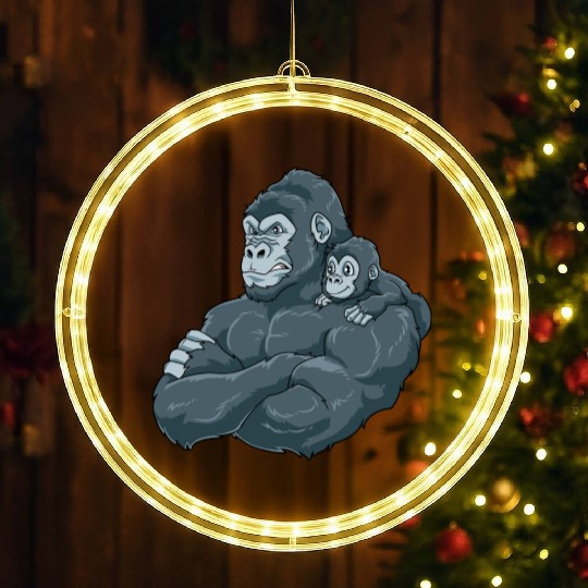 Strong Gorilla with Gorilla Kid for a Gorilla LED Christmas Window Lights