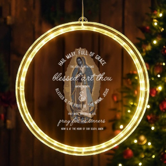 Our Lady Of Guadalupe Hail Mary Prayer Catholic LED Christmas Window Lights