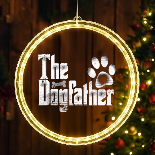 The Dogfather Bone Dog Lover Dad Funny Father'S Da LED Christmas Window Lights