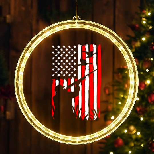 Usa Patriotic Rifle Hunter Duck Deer LED Christmas Window Lights