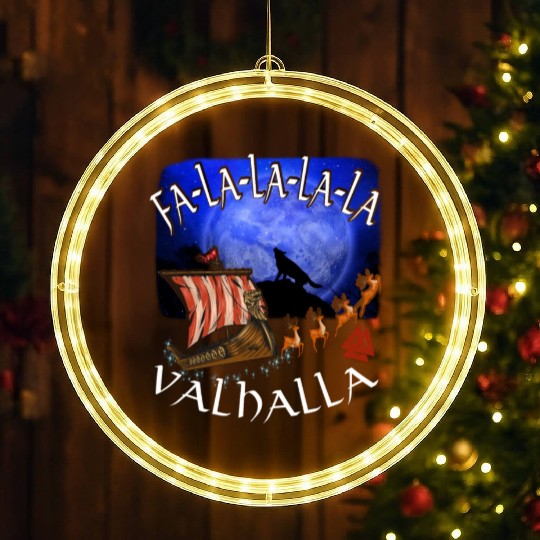 Fa La La La Valhalla Christmas Dragon Ship Vikings LED Christmas Window Lights