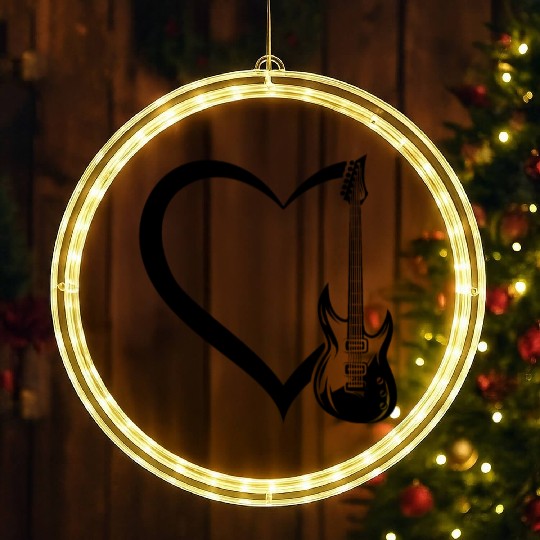 Bass Guitar Player Guitar Heart Guitar Player Bass LED Christmas Window Lights
