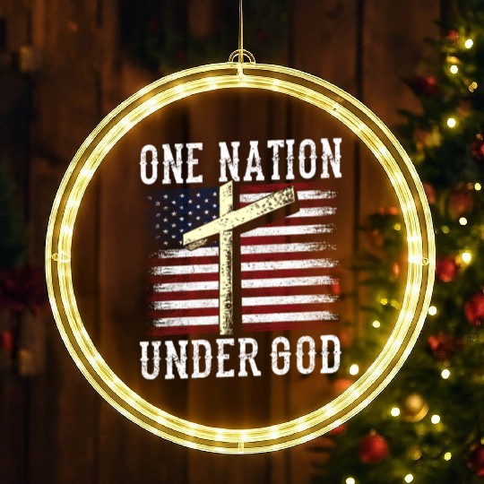 One Nation Under God America US USA American LED Christmas Window Lights