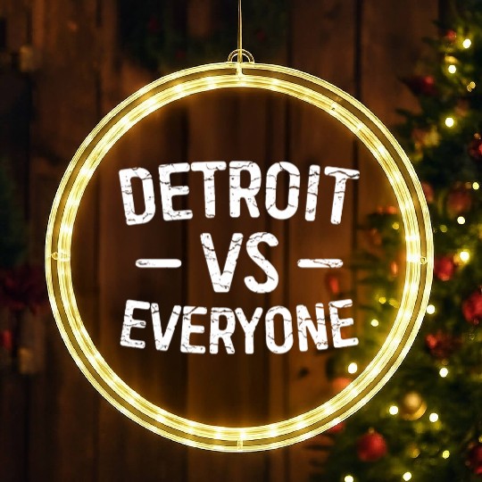 Detroit Vs Everyone Funny Michigan LED Christmas Window Lights