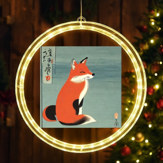 Ukiyo-e Fox, Japanese Print LED Christmas Window Lights