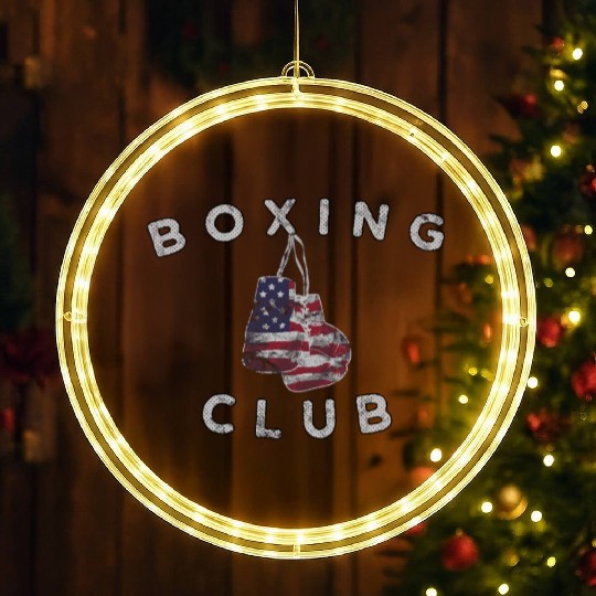 Boxing Club Vintage Us Flag Boxing Gloves LED Christmas Window Lights