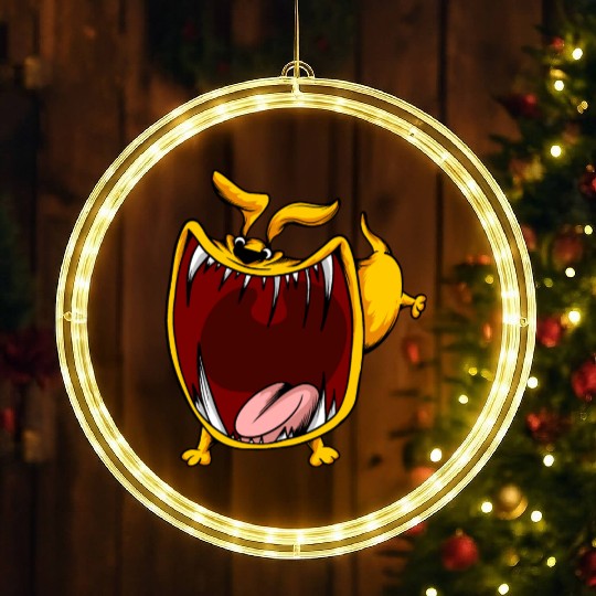 Scary Big Mouth Dog Owners Pet Lover Gift Ideas LED Christmas Window Lights