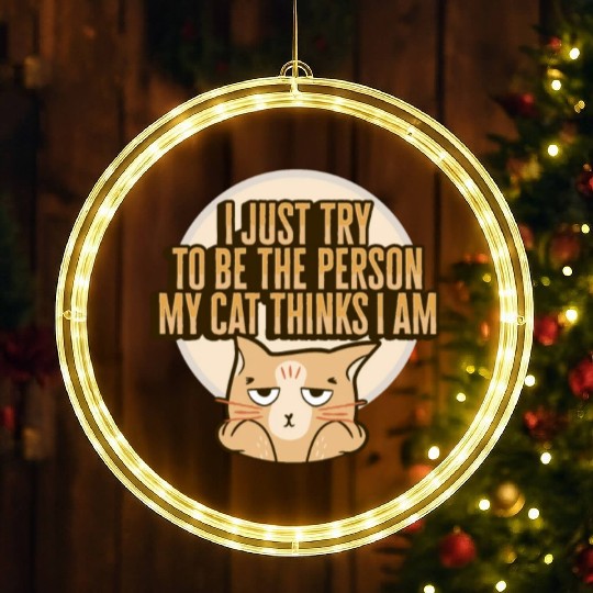 Cat Meme Design for a Cat Lady or Cat Mom LED Christmas Window Lights