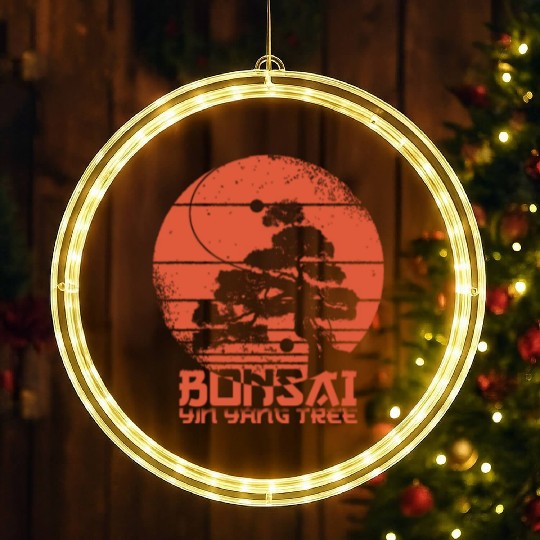 Yin Yang Bonsai Tree Japanese Design Buddhist Zen LED Christmas Window Lights