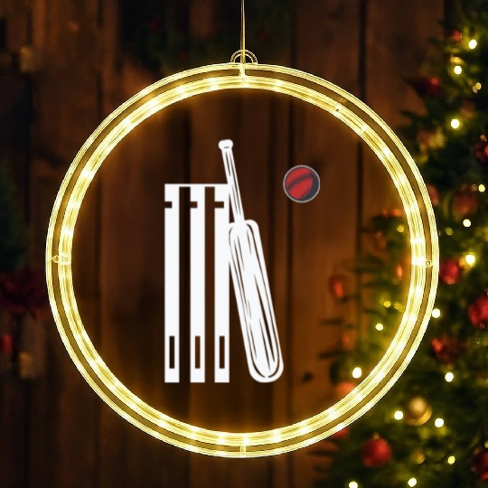 Cricket Wicket Bat and Ball LED Christmas Window Lights
