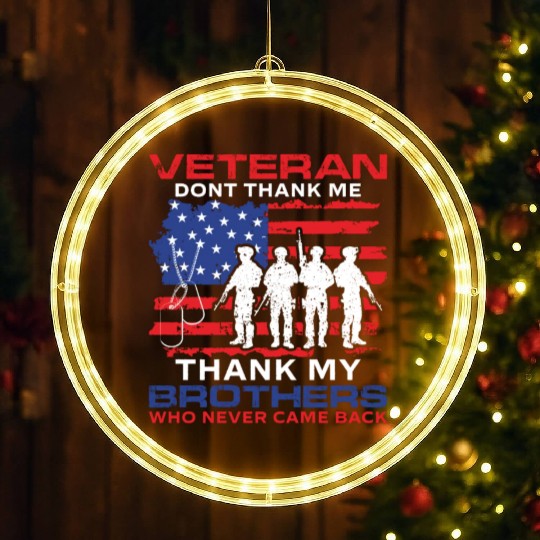 Thank My Brothers US Flag Veteran Dad Grandpa Gift LED Christmas Window Lights